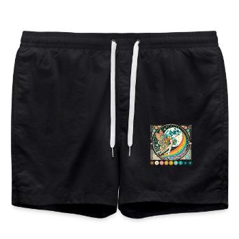 Retro Rainbow Fairy - Swim Trunks - black - Front - AI Model Male 185 light (185cm)