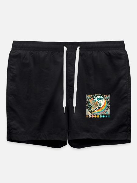 Retro Rainbow Fairy - Swim Trunks - black