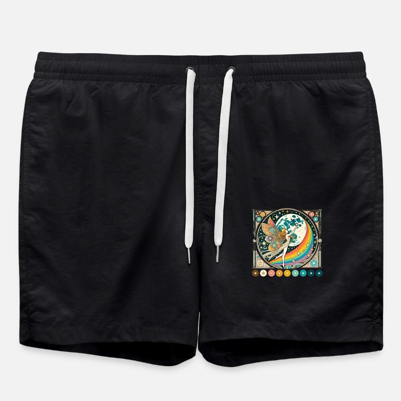 Retro Rainbow Fairy - Swim Trunks - black
