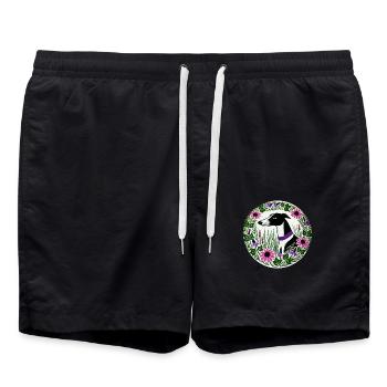 Lévrier noir et blanc - Short de bain - noir - Devant - AI Model Male 185 light (185cm)