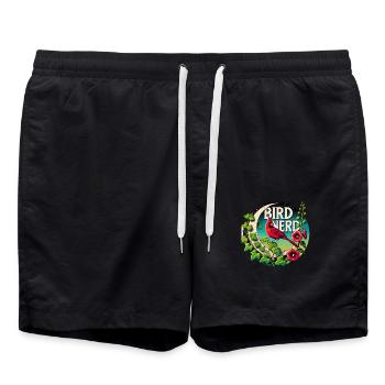 Vogel-Nerd - Badeshorts - Schwarz - Vorne - AI Model Male 185 light (185cm)