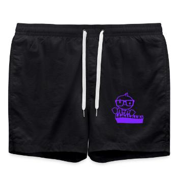Cute Nerd Glasses Chick Bird Sitting On Keyboard - Swim Trunks - black - Front - AI Model Male 185 light (185cm)