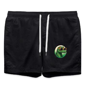 Cooles Krokodil - Badeshorts - Schwarz - Vorne - AI Model Male 185 light (185cm)