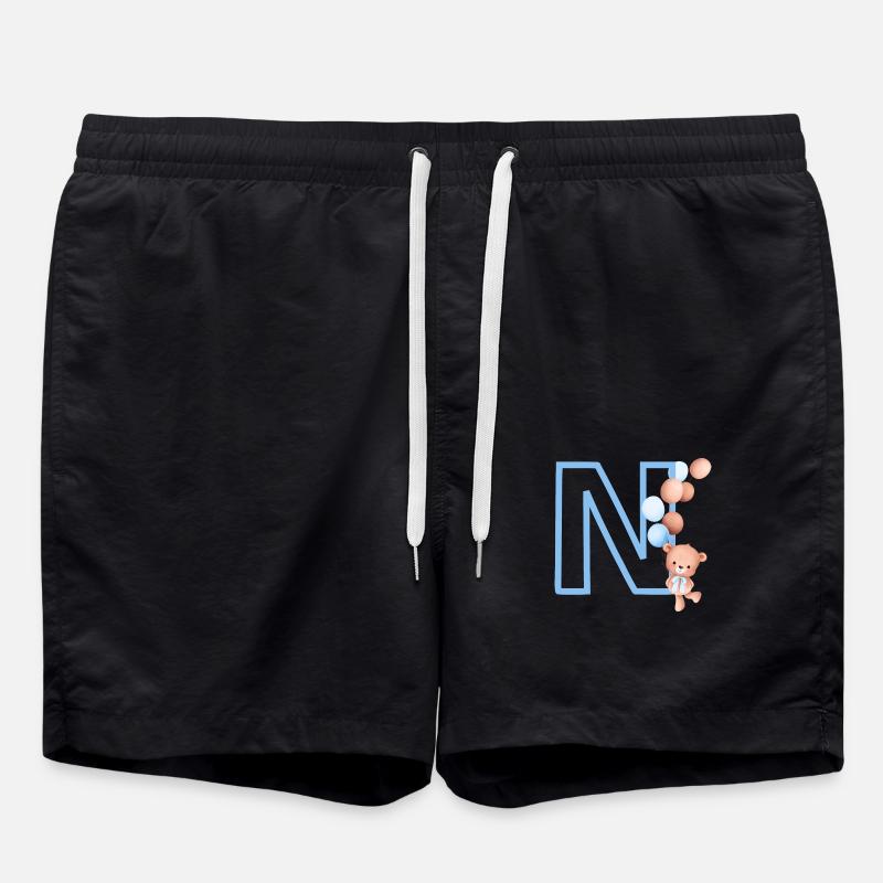 Lettre n bleue ours - Short de bain - noir