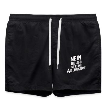 NEIN DIE AFD IST KEINE ALTERNATIVE - Badeshorts - Schwarz - Vorne - AI Model Male 185 light (185cm)