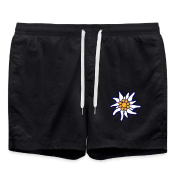 White Alps Edelweiss Flower Mountain Flower Mountains Hiking - Swim Trunks - black - Front - AI Model Male 185 light (185cm)