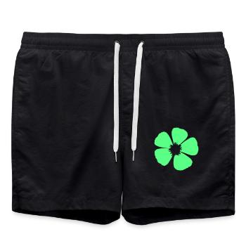 Green Beautiful Flower Spring Summer Nature Flowers - Swim Trunks - black - Front - AI Model Male 185 light (185cm)
