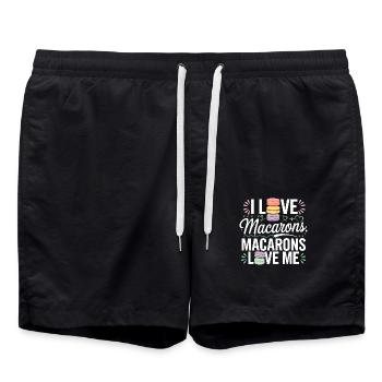 Les macarons, c’est l’amour - Short de bain - noir - Devant - AI Model Male 185 light (185cm)