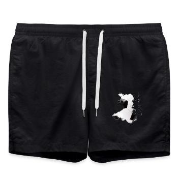 Wales Landkarte umrahmt echten Fußball CR - Badeshorts - Schwarz - Vorne - AI Model Male 185 light (185cm)