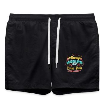Always Daydreaming About Comic Books - Swim Trunks - black - Front - AI Model Male 185 light (185cm)