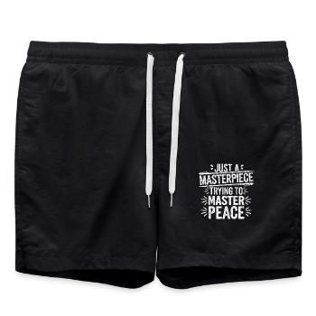 Inspiration for mental balance - Swim Trunks - black - Front - AI Model Male 185 light (185cm)