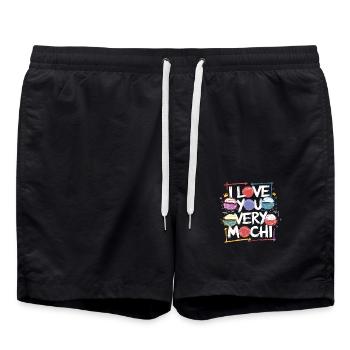 Süße Botschaft für Mochi Liebhaber - Badeshorts - Schwarz - Vorne - AI Model Male 185 light (185cm)