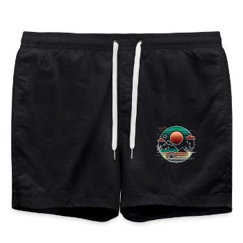 Sunset as if from AI - Swim Trunks - black - Front - AI Model Male 185 light (185cm)