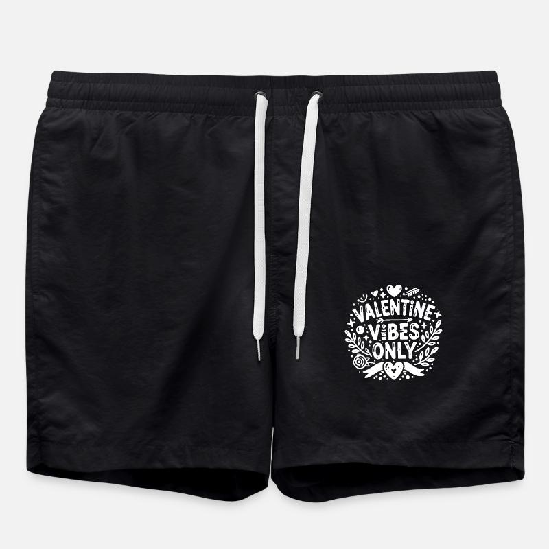 Valentine Vibes Only - Swim Trunks - black