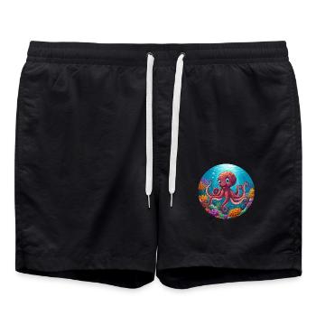 Poulpe dans le corail - Short de bain - noir - Devant - AI Model Male 185 light (185cm)
