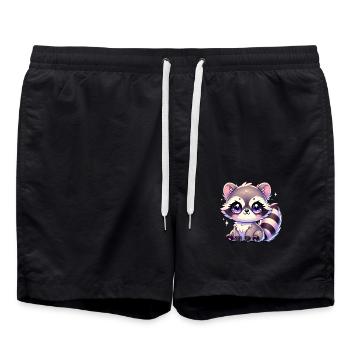 Super Cute Kawaii Baby Racoon - Badeshorts - Schwarz - Vorne - AI Model Male 185 light (185cm)