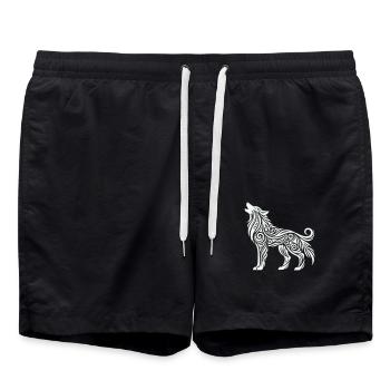 Loup Tribal Animal - Short de bain - noir - Devant - AI Model Male 185 light (185cm)
