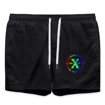 Generation X Stay Strong Positives Zitat Niedliche 80er Jahre - Badeshorts - Schwarz - Vorne - AI Model Male 185 light (185cm)