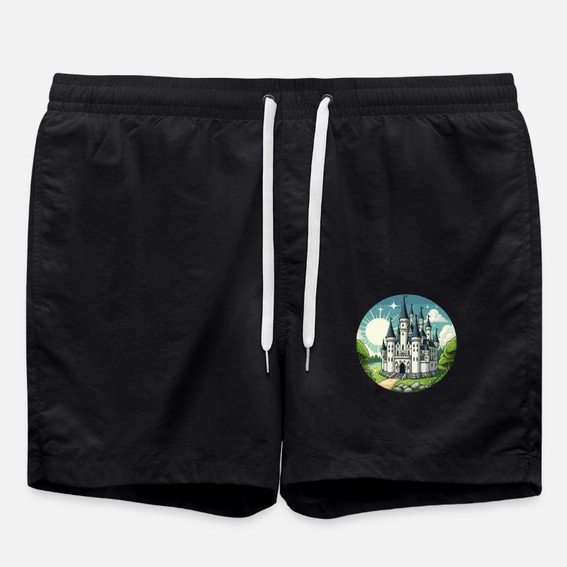 Fairytale castle white - Swim Trunks - black