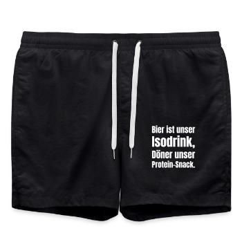 Bier ist unser Isodrink, Döner unser Protein-Snack - Badeshorts - Schwarz - Vorne - AI Model Male 185 light (185cm)