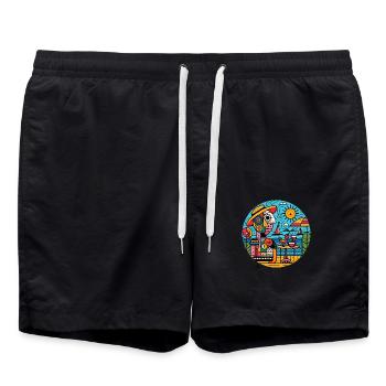 Le rêve de vacances du peintre - Short de bain - noir - Devant - AI Model Male 185 light (185cm)