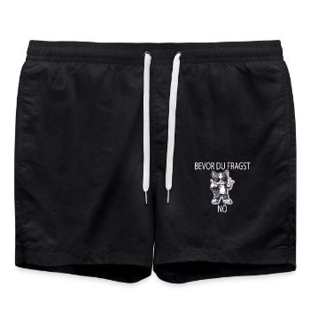Bevor du Fragst - NÖ - DAS ORIGINAL - Katzte - Badeshorts - Schwarz - Vorne - AI Model Male 185 light (185cm)