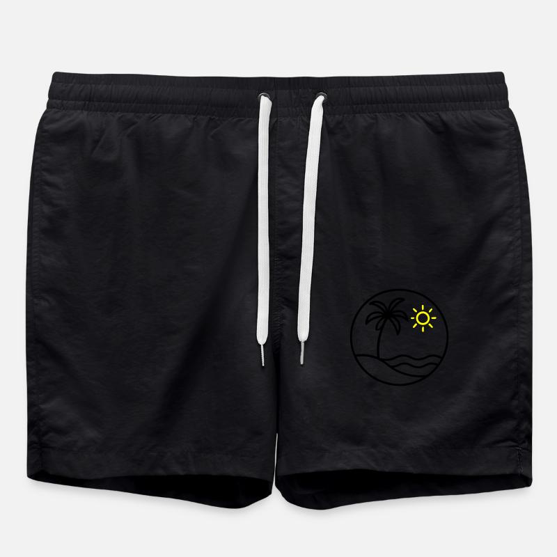 Palm Tree Ocean Island - Swim Trunks - black