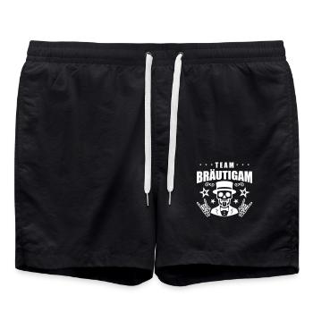 Team Bräutigam Hochzeit Skull - Badeshorts - Schwarz - Vorne - AI Model Male 185 light (185cm)