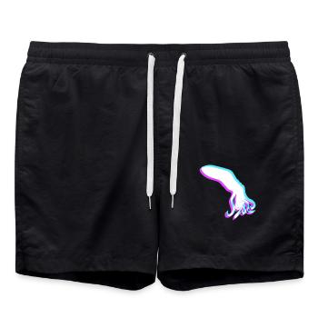 Oktopus 3D Illusion Design cool blau rot cyan rosa - Badeshorts - Schwarz - Vorne - AI Model Male 185 light (185cm)