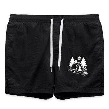 Tent Campfire Camping - Swim Trunks - black - Front - AI Model Male 185 light (185cm)