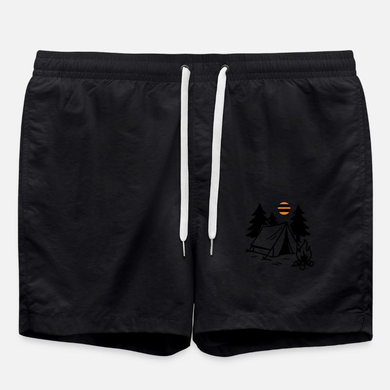 Tent Campfire Camping - Swim Trunks - black