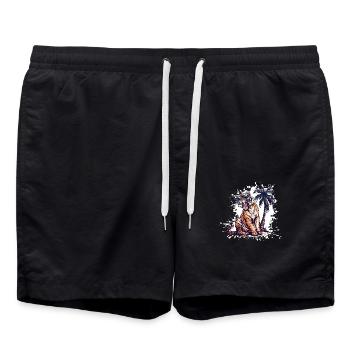Tiger Insel Palme - Badeshorts - Schwarz - Vorne - AI Model Male 185 light (185cm)