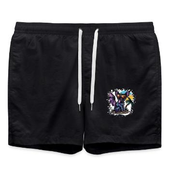 Bat Summer Holiday - Swim Trunks - black - Front - AI Model Male 185 light (185cm)