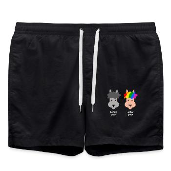 Alpaka buntes Lama Yoga - Badeshorts - Schwarz - Vorne - AI Model Male 185 light (185cm)