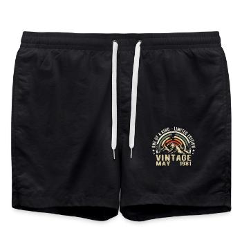 Born in May 1981 Birthday May 1981 - Swim Trunks - black - Front - AI Model Male 185 light (185cm)
