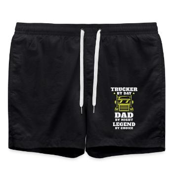 Trucker und Papa – Held auf der Straße und zuhause - Badeshorts - Schwarz - Vorne - AI Model Male 185 light (185cm)
