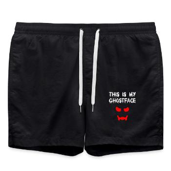 lustige Tees, Sprüche, Halloween Outfits - Badeshorts - Schwarz - Vorne - AI Model Male 185 light (185cm)