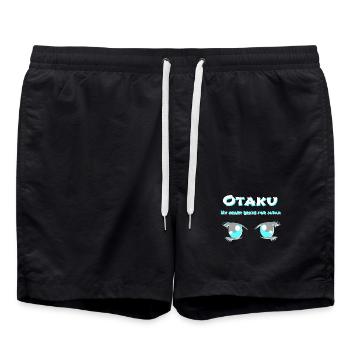 mangaaugen, Otaku statement - Badeshorts - Schwarz - Vorne - AI Model Male 185 light (185cm)