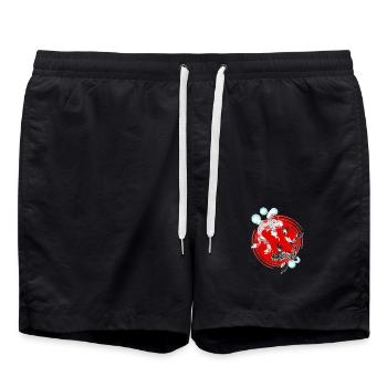 japanische kunst, Koi Karpfen schwarz weiß - Badeshorts - Schwarz - Vorne - AI Model Male 185 light (185cm)