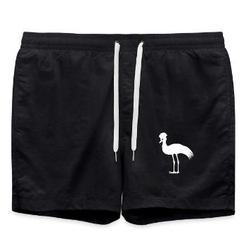 tolle vogelmotive, kronenkranich - Badeshorts - Schwarz - Vorne - AI Model Male 185 light (185cm)