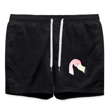 tieroutfits für damen, Flamingokopf - Badeshorts - Schwarz - Vorne - AI Model Male 185 light (185cm)