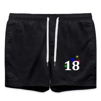 unisex, 18 Feuerwerk sternenmuster - Badeshorts - Schwarz - Vorne - AI Model Male 185 light (185cm)
