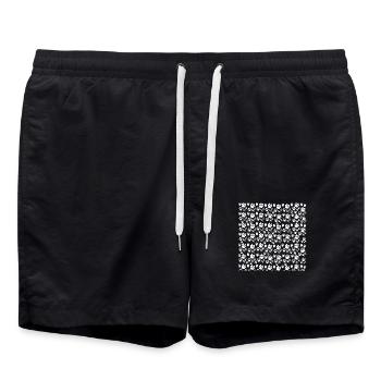 coole all over prints, Tierspur, tolle tiermuster - Badeshorts - Schwarz - Vorne - AI Model Male 185 light (185cm)