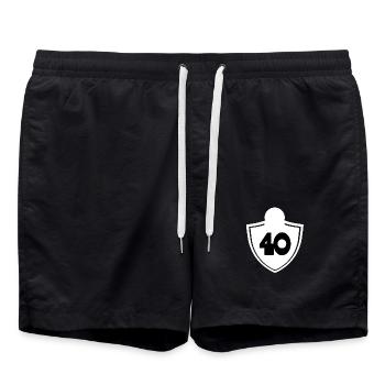 40 männer, wappenmuster, Geburtstag shirt - Badeshorts - Schwarz - Vorne - AI Model Male 185 light (185cm)