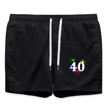 jubiläum, 40 feuerwerk sternenmuster - Badeshorts - Schwarz - Vorne - AI Model Male 185 light (185cm)