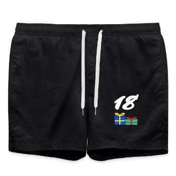 geschenkbox, 18 geschenke bunt - Badeshorts - Schwarz - Vorne - AI Model Male 185 light (185cm)