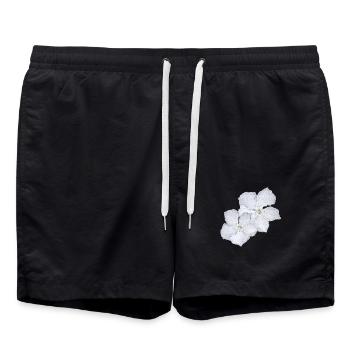oliander blumen, geschenkidee frau, pflanzen shirt - Badeshorts - Schwarz - Vorne - AI Model Male 185 light (185cm)