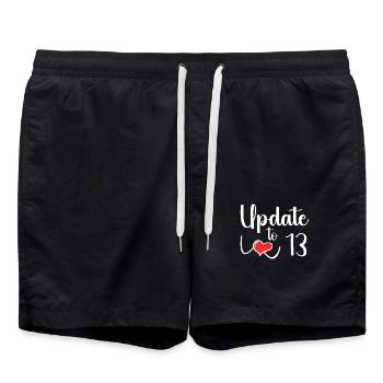 update to 13 - funny 13th birthday - Swim Trunks - black - Front - AI Model Male 185 light (185cm)
