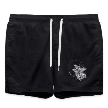 un loup hurlant dans la nuit - Short de bain - noir - Devant - AI Model Male 185 light (185cm)