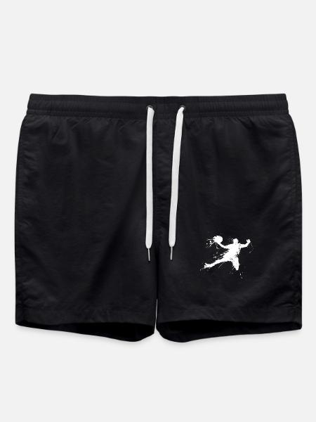 Slam dunking basketball player - Swim Trunks - black